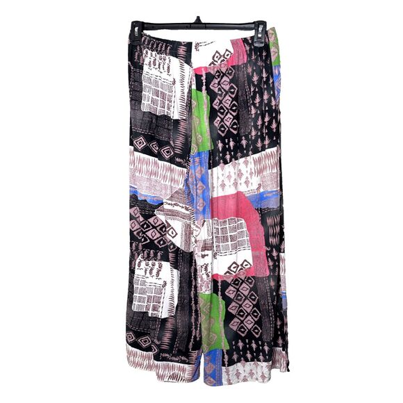 Jams World Size L Cropped Pants Patchwork Multicolored Pull On Elastic Waist - Picture 7 of 12